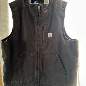 Carhartt Men’s XL Loose Fit Brown Lined Duck Canvas Work Vest